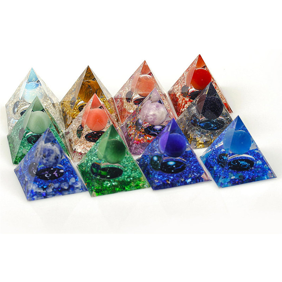 SEVNPRIME Handmade Constellation Crystal Pyramid Unique Positive Energy Orgonite Pyramid Decoration Gemini Blue Agate Crystal Pyramid Ornaments for Office/Living Room/Bedroom/Yoga(Gemini)