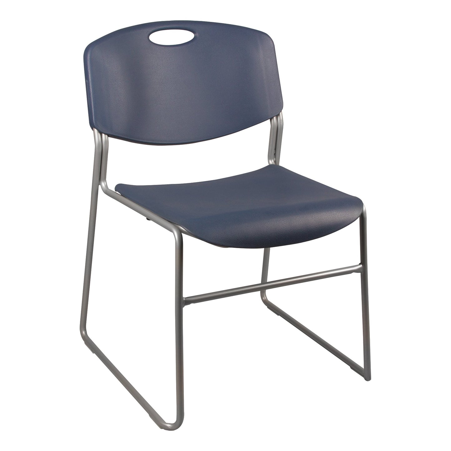 Norwood Commercial Furniture NOR-FEI1059NA-SO Heavy-Duty Plastic Stacking Chair, Navy Seat w/Silver Mist Frame (Pack of 4)