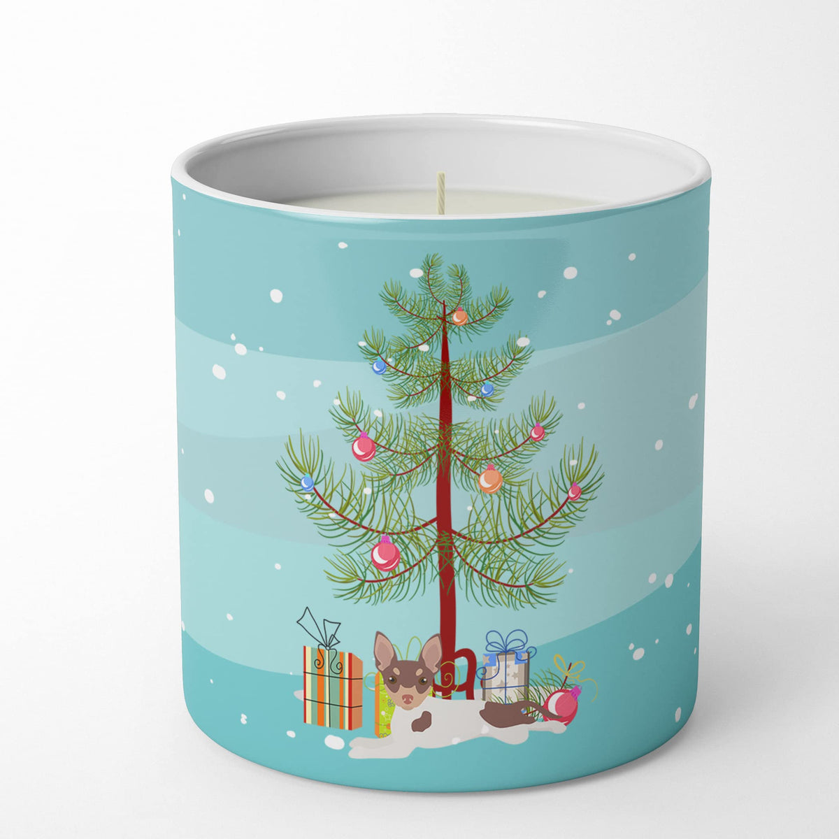 Caroline's Treasures CK3511CDL Toy Fox Terrier Christmas Tree 10 oz Decorative Soy Candle Nature Soy Wax Essential Oil Home Decor Ideal for Bedroom Kitchen Bath Office Gift, 10 oz