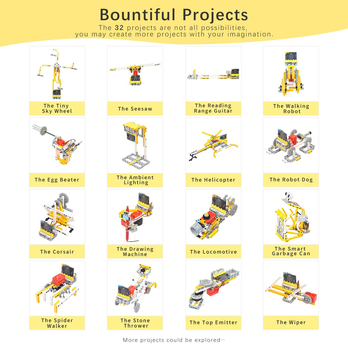 ELECFREAKS microbit 32 in 1 Wonder Sensor Kit, Makecode Programmable Learning Kit with Building Bricks/Sensors/Wukong Expansion Board(Without Micro:bit)