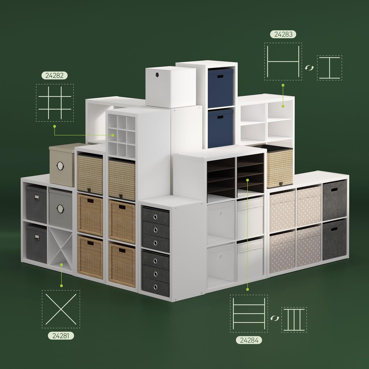 Furinno Cubicle Cube Insert, 3-Shelf Cube Organizer, Fits into Furinno Extra Thick Cubes, for Organizers and Storage, Plain White (Does not fit IKEA Kallax Shelving)