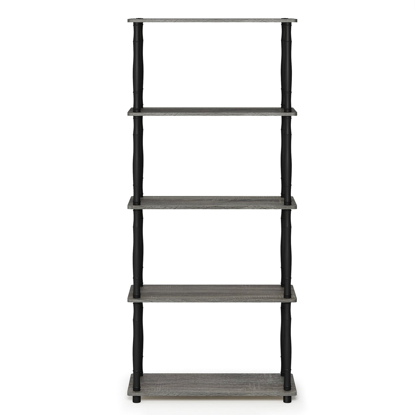 Furinno TURN-S-TUBE Storage Shelves, 5-Tier Book Shelf, Corner Shelf, Toolless Open Shelves, Classic Tubes, for Organization and Storage, Living Room, Garage, Home Office, French Oak