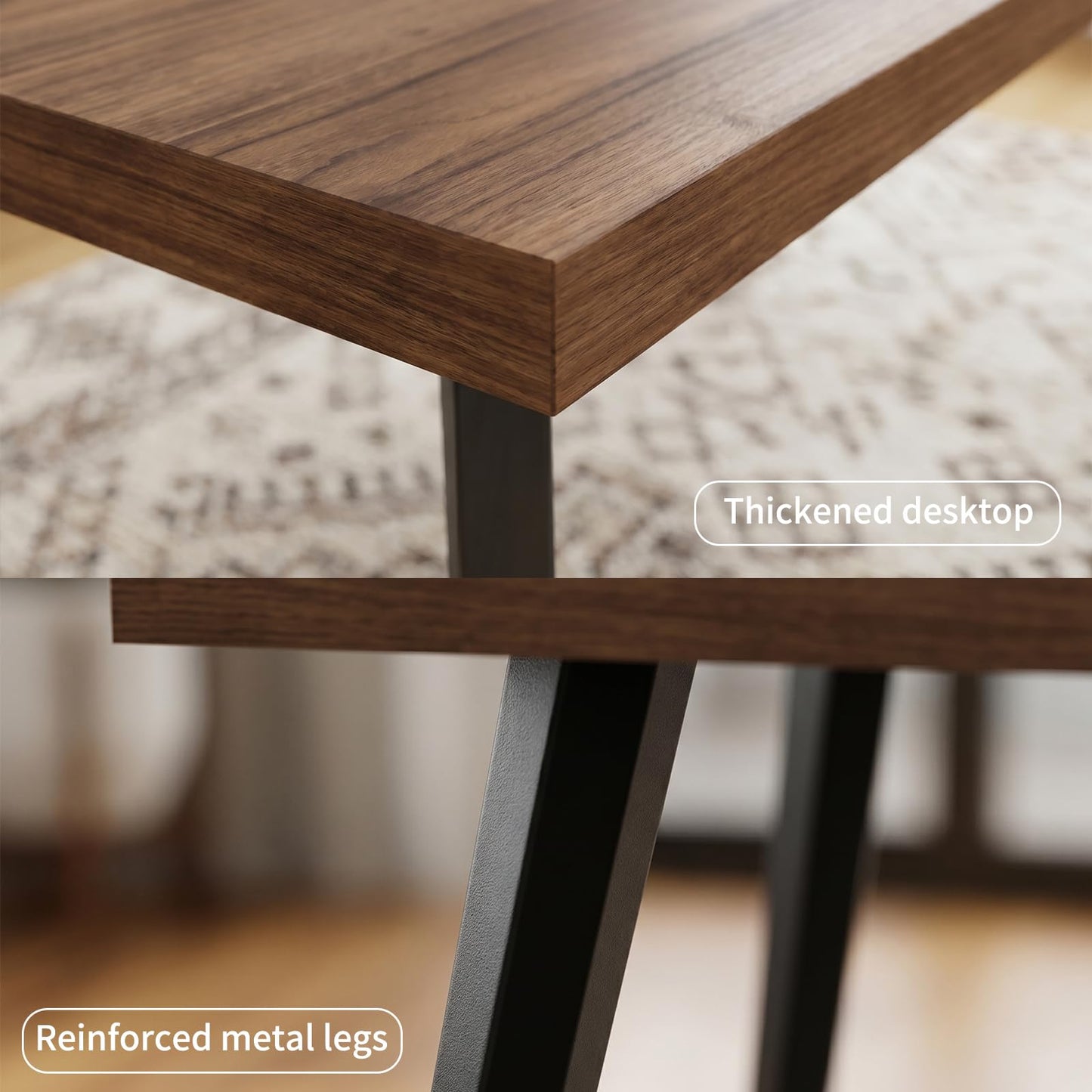 ZckyCine 3-Piece Dining Table Set with 2 Benches, 71" Modern Industrial Kitchen Table Set with Thick MDF Wood Top and Heavy Duty Metal Legs, Space Saving Dinner Table and Benches for Dining Room