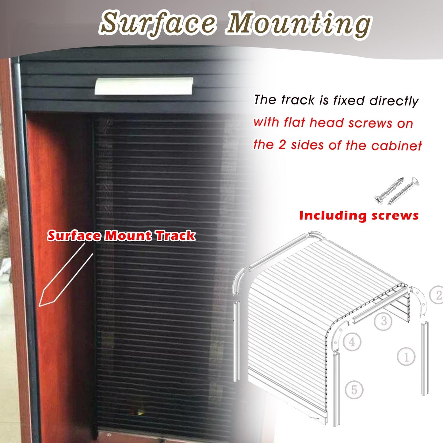 Space-Saving Tambour Doors & Track Set - Slatted Sliding Roll-Up Cabinet Doors for RV Kitchen Pantry, Ideal for Furniture Storage (WXH-26x32”/66x81.3CM)