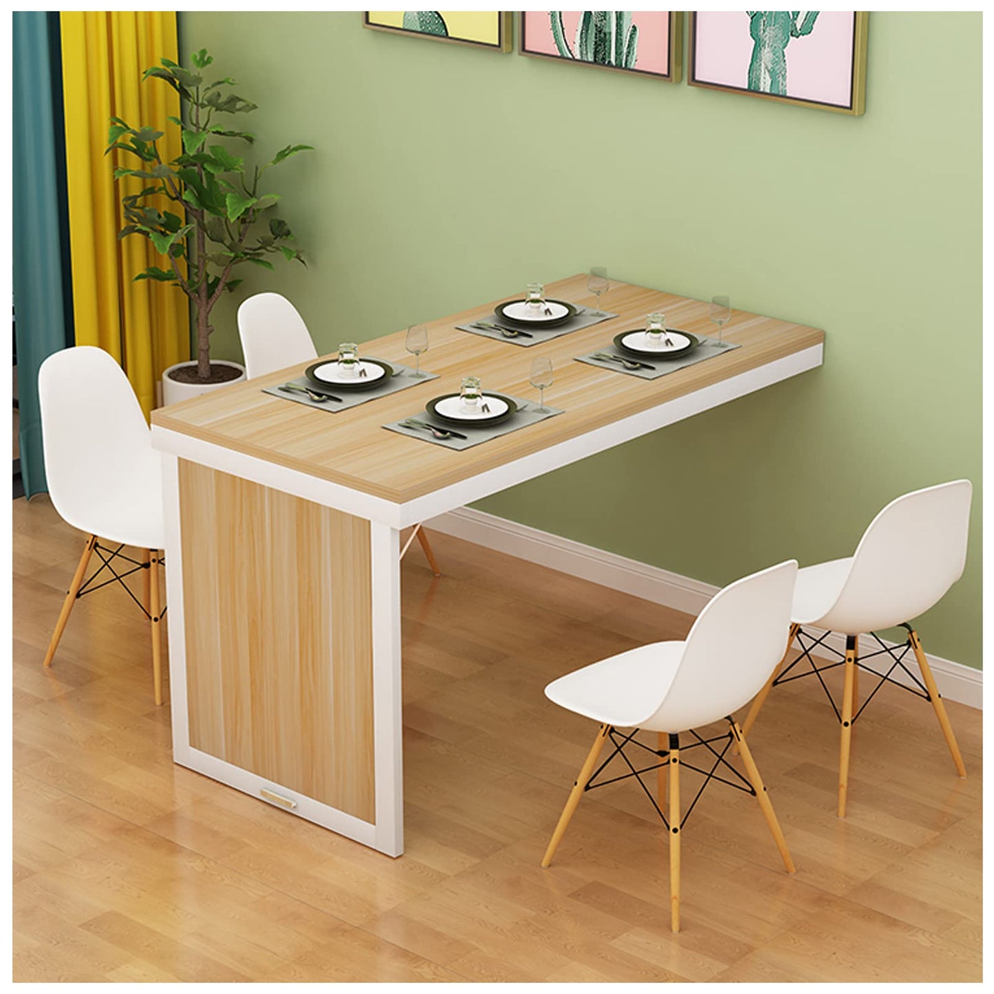 Wall Desk Wall Mounted Folding Dining Table for Small Spaces Multi-Function Wall Mounted Folding Table Home Office Murphy Desk Folding Kitchen Table for Office, Bedroom, Kitchen