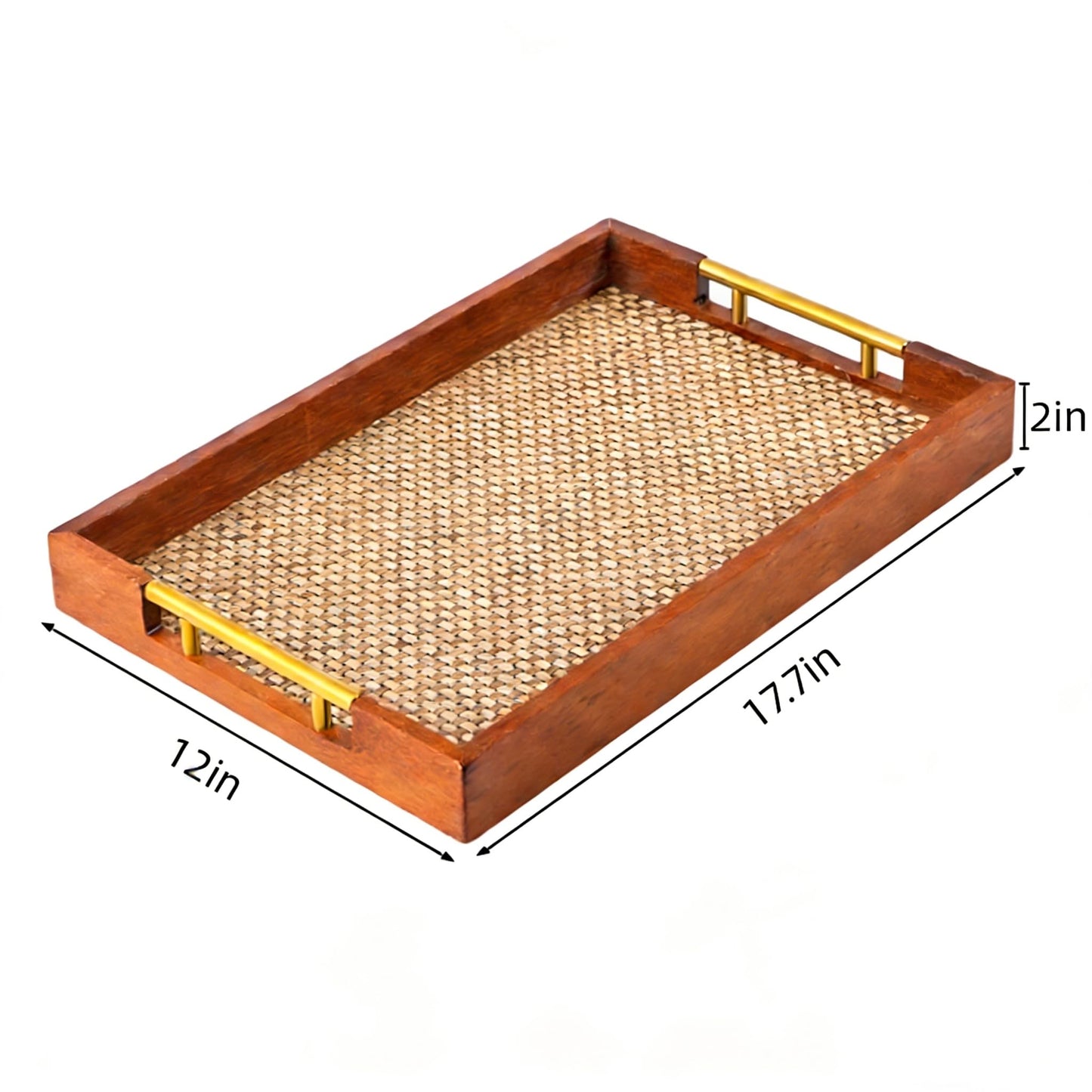 17.7x12in Wood Serving Tray with Handles Suitable for Coffee Tables Breakfast, Dinner Kitchen barbecues Ottoman Parties and Bars Can be Used as a Storage Tray for Rustic Decor