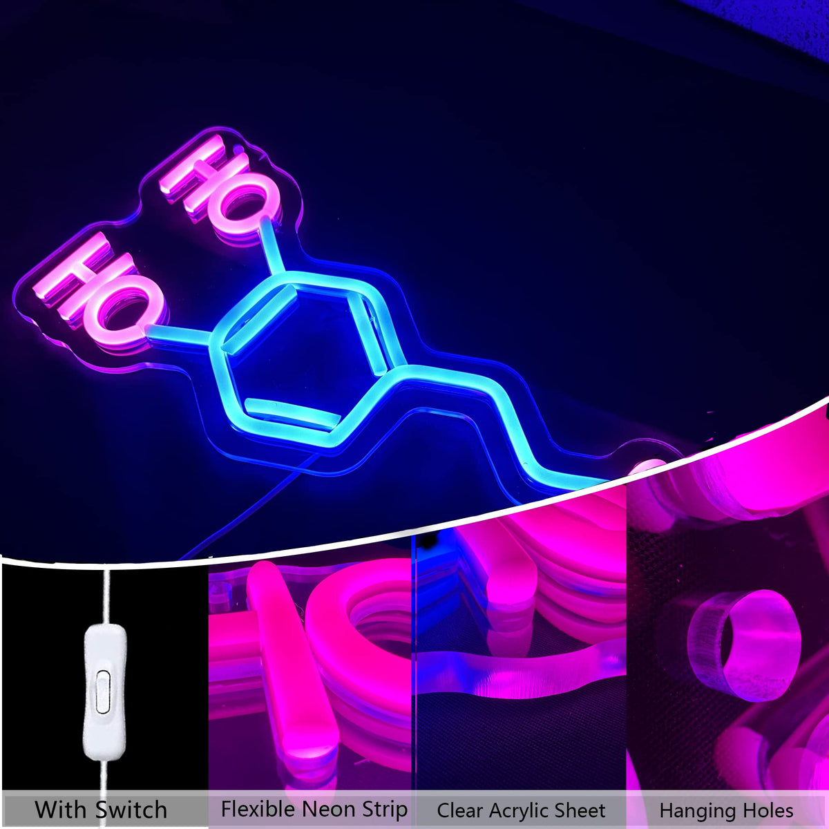 Dopamine Molecule Neon Sign Dimmable LED Light Up Wall Decor Science Chemistry Structure Art Aesthetic Happy Hormone Sign for Lab, Office, Classroom Graduation Christmas Gift(16.3 * 6.5in)