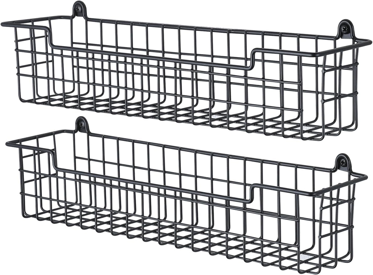 GUUKAR Spice Rack Organizer Wall Mount, Spice Organization Storage Shelf for Cabinet Door, 2 Packs Wall Spice Rack Saving Space for Kitchen, Black