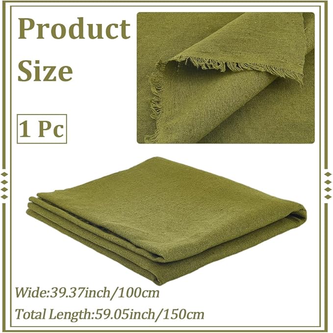 59 Inch Dark Olive Green Linen Cotton Canvas Fabric by The Yard Sheet Quilting