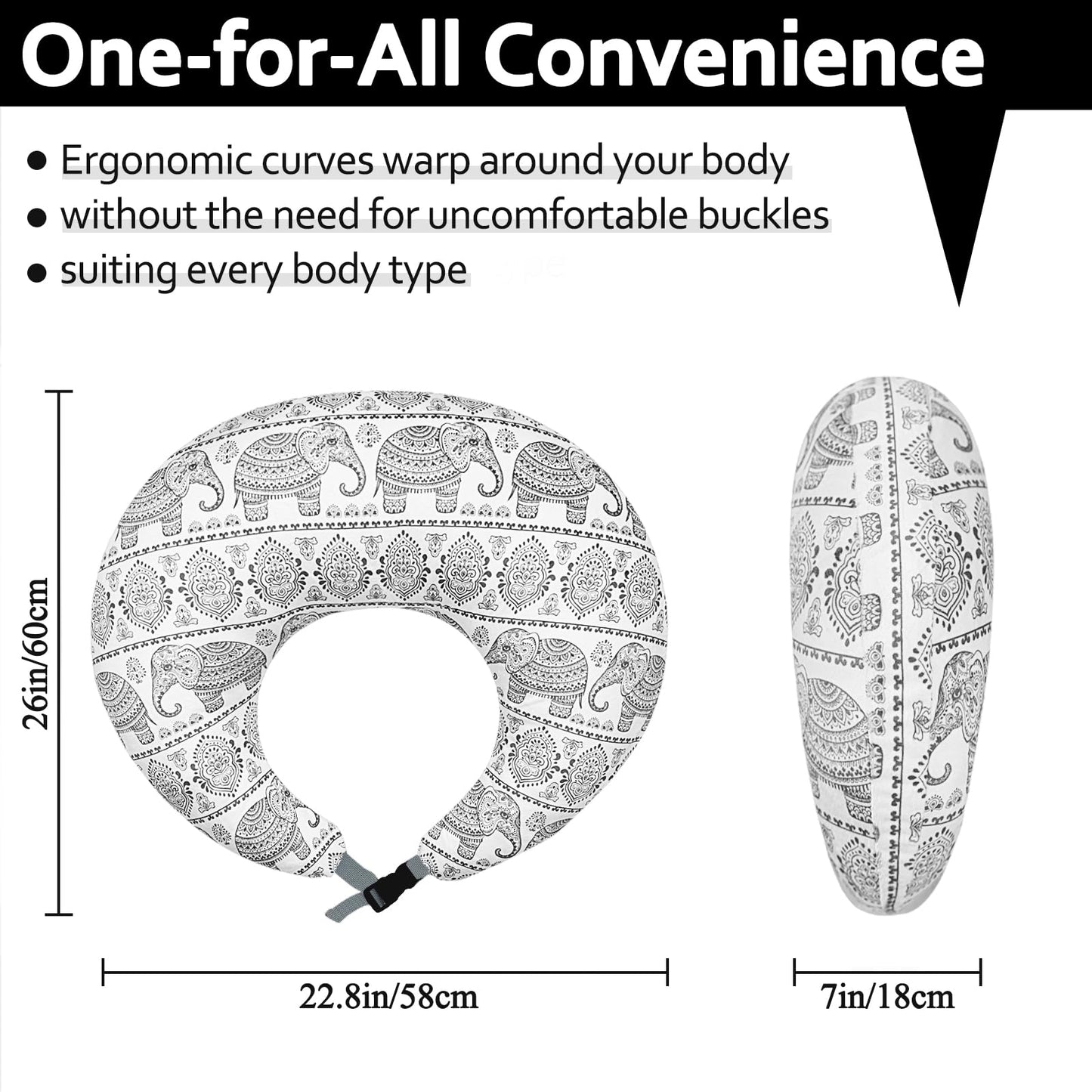 Crafting Pillow for Crocheting, Crochet Pillow for Lap Support, 12 Fun Print Styles, Ergonomic Arm Support, For Bed, Floor, Chair Comfort, Pain Relief and Fatigue for Gaming and Woking (elephant)
