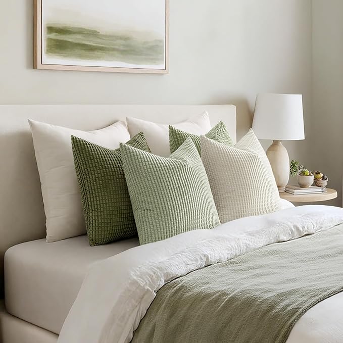 MIULEE Modern Farmhouse Decorative Spring Pillow Covers 20x20 Inch Set of 4