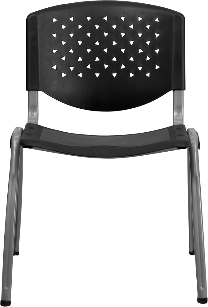 Flash Furniture HERCULES Series 880 lb. Capacity Black Plastic Stack Chair
