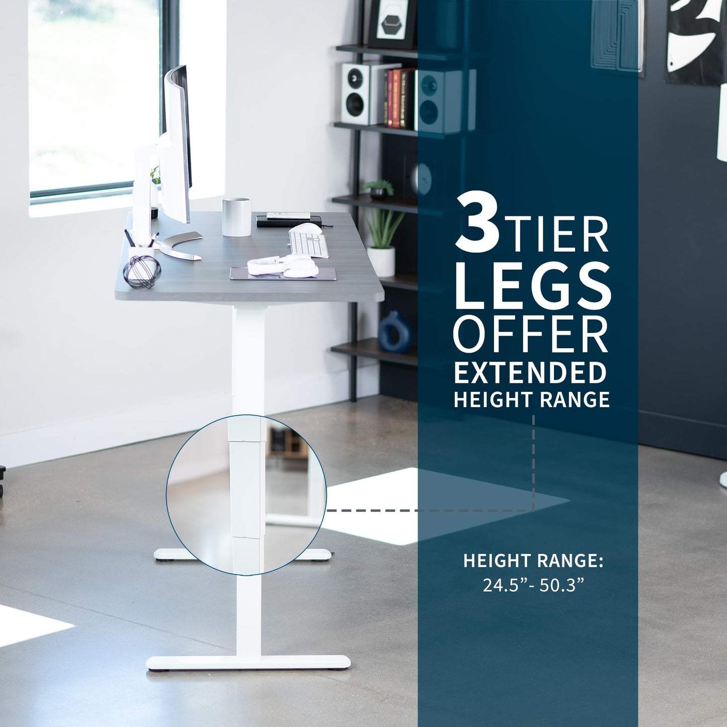 VIVO Electric 71 x 30 in Dual Motor Sit Stand Desk, Memory Height Adjustment, 2B Series, Dark Gray Top White Frame, DESK-KIT-2W7G