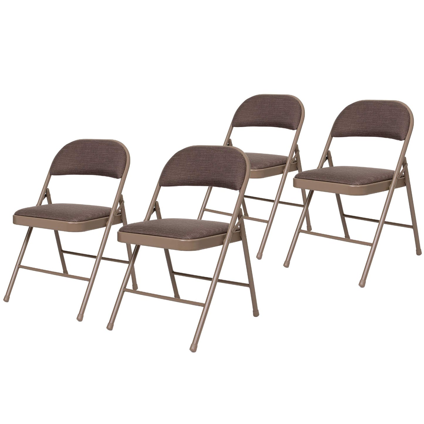 OEF Furnishings OEF970 Series Premium Fabric Padded All Steel Folding Chairs, Comfort Cushioned Seat & Back for Meeting Office Training Rooms (4-Pack, Cosmic Brown)