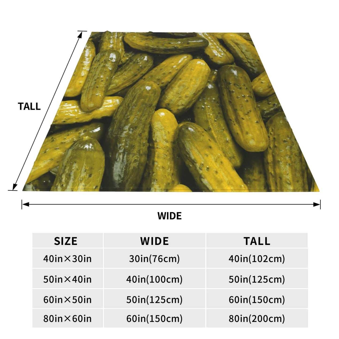 Foodie Whole Pickles Pickle Print Throw Blanket 50"X40" Lightweight Flannel Throws Blankets for Couch Bed Sofa Living Room Bedroom Home Decor,Soft Cozy Fluffy Fuzzy Plush Blanket for All Season