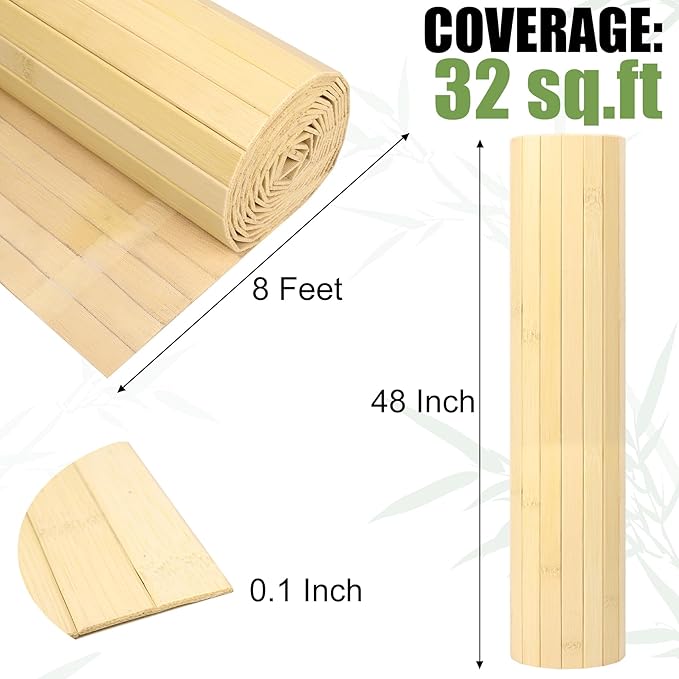 2 Pack Bamboo Wall Panel for Interior Wall Decor, Renewable Pole Wrap