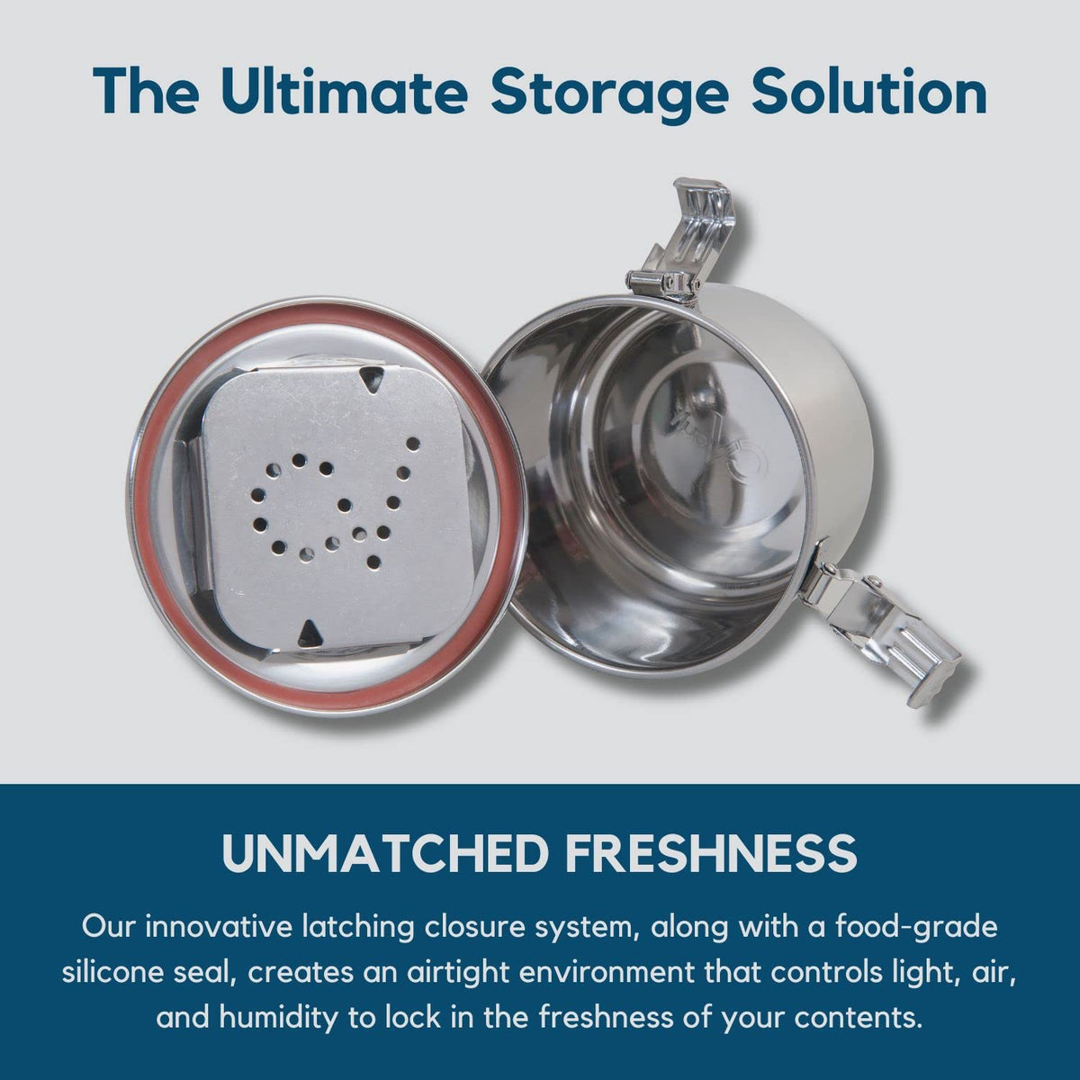 CVAULT Medium 1 oz Storage Container | Air Tight & Light Resistant | Food Grade Stainless Steel | Includes 62% RH 8-gram Pack