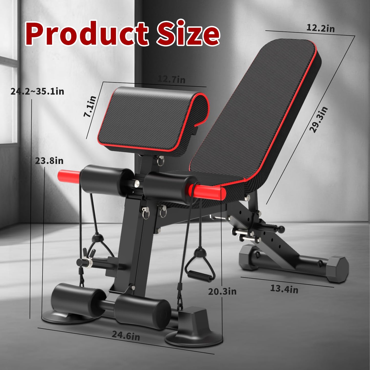 K KiNGKANG Adjustable Weight Bench,1050 lbs Foldable Workout Bench with 8 Back Positions, Incline Decline Flat Exercise Bench for Home Gym Full Body Strength Training