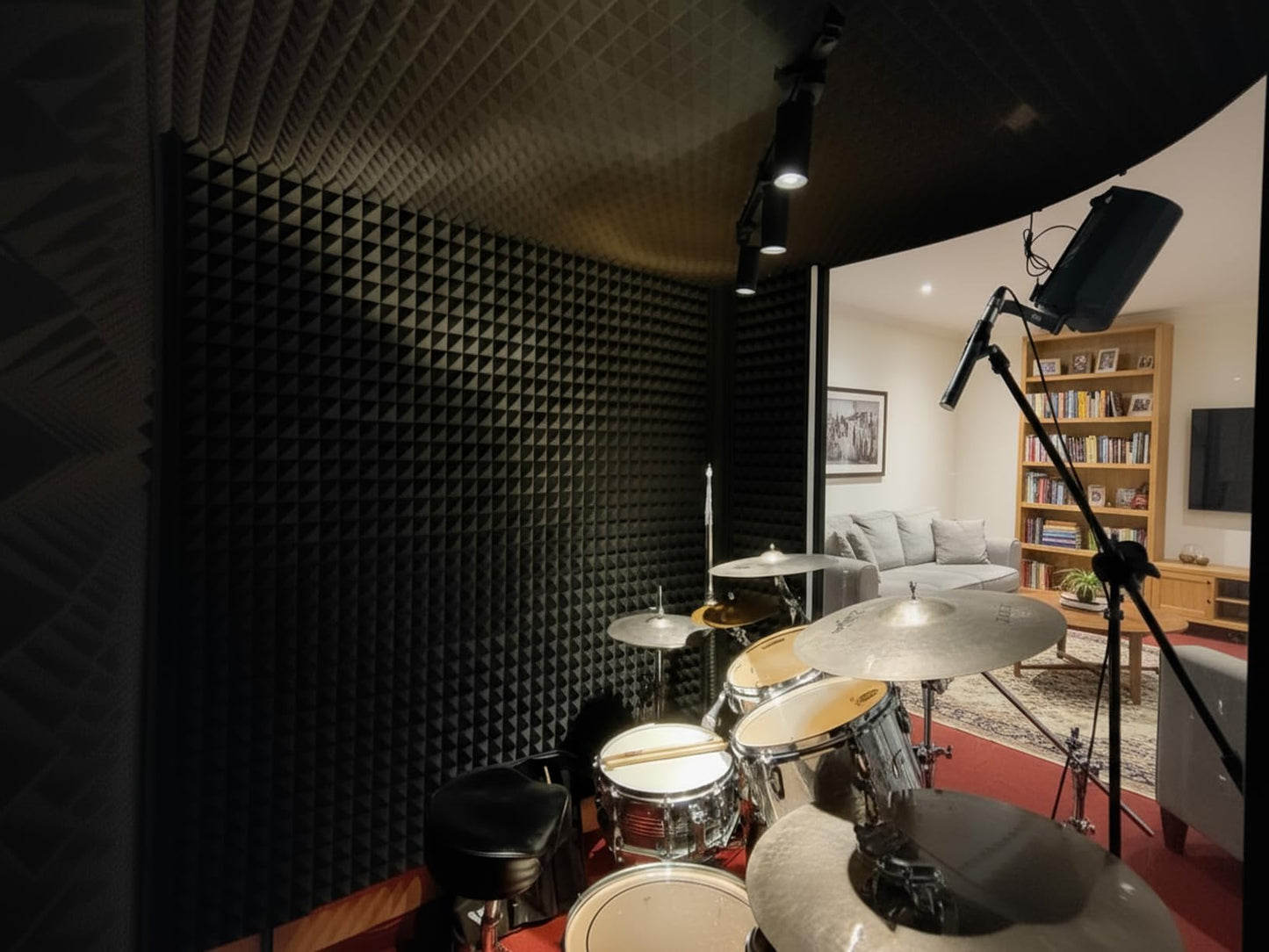 Foneso Acoustic Foam Panels, 12''x12''x2'' High Density Sound Proof Foam Panels for Walls, Pyramid Designed Acoustic Panels Sound Absorbing for Sound Studio, Podcast Recording and Offices (12Pack)