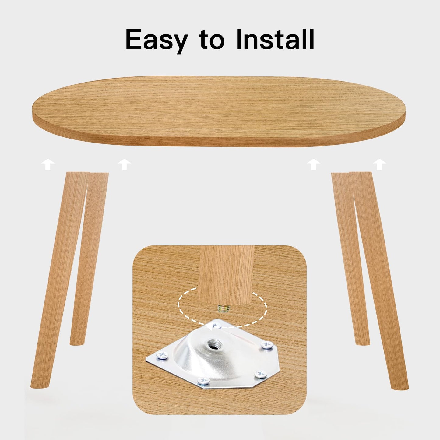 FAMIDGE Coffee Table, 23.6" Small Oval Coffee Tables for Small Space with 4 Solid Wood Leg, Floor Table Desk for Sitting on The Floor, Side Table Japanese Low Table for Living Room Apartment, Brown