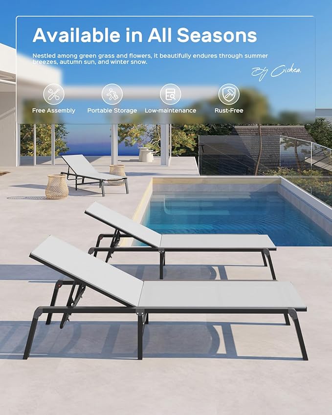 Patio Chaise Lounge Chair, Foldable Lounge Chair
