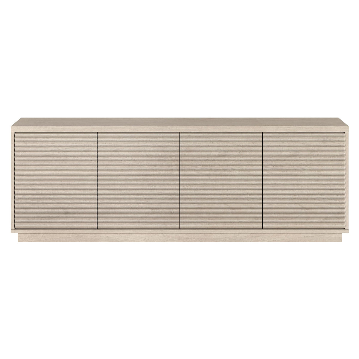 Henn&Hart Fluted TV Stand for TVs up to 78" with 2 Ribbed Storage Cabinets and Adjustable Shelves for Living Room, Family Room, or Office, Beech White