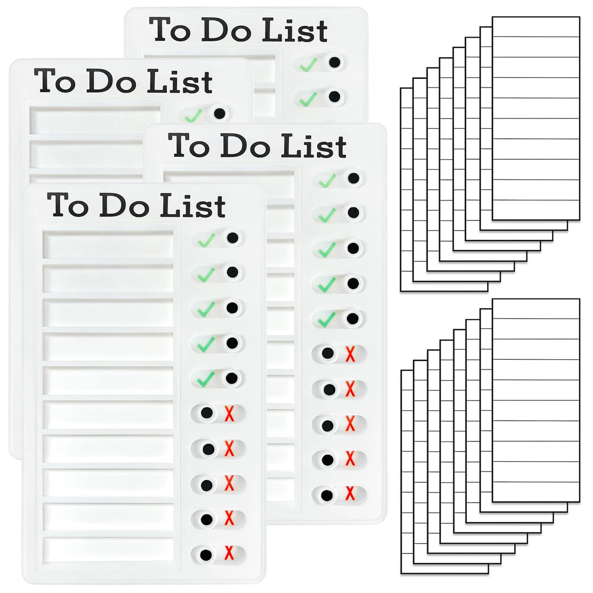 4 Pieces Chores Chart for Kids Multiple Kids - Reusable to Do List with Detachable Cardstock, Sliding Routine Chart, Daily Schedule, and Checklist Board