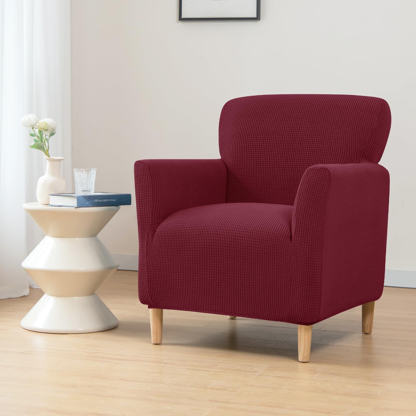 ele ELEOPTION Armchair Slipcovers Chair Covers with Arms Stretch for Living Room Office Arm Club Chair Cover Furniture Protector Red