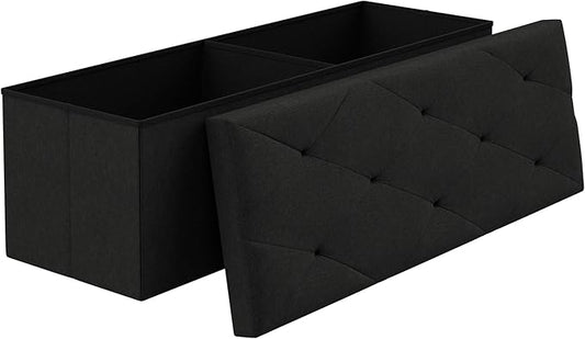 VECELO 43'' Folding Storage Ottoman Bench, Storage Chest, Linen Fabric Foot