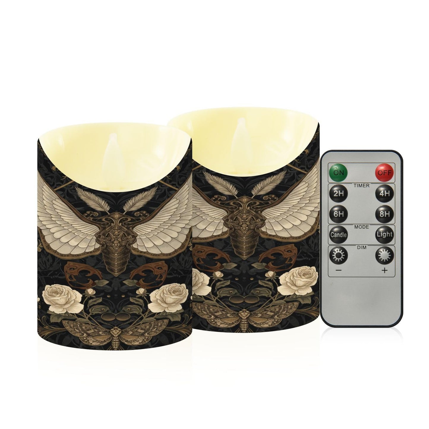 ALAZA Gothic Pattern Flameless Candles with Remote Timer,LED Flickering Battery Operated Electric Pillar Tea Light Candles for Wedding Table Christmas Decorations 3" x3.9"