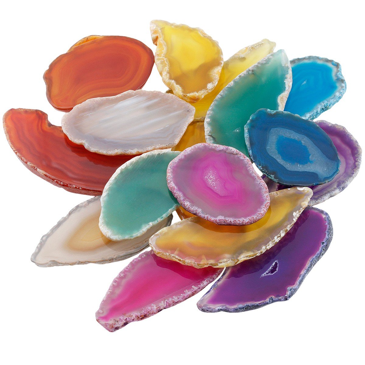 rockcloud 10 Pcs Agate Light Table Slices, Healing Crystals Geode Stones, Irregular Home Decoration Jewelry Making, Multi Color