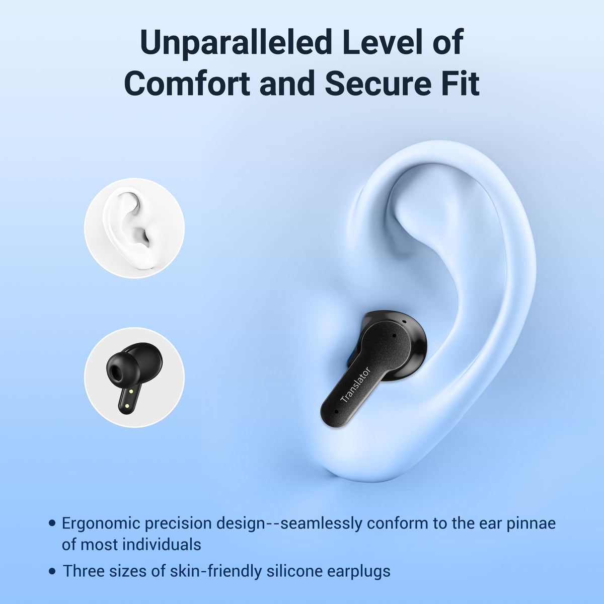 Anfier M3 AI Translation Earbuds Real Time, Offline Translator Device in 144 Languages, 3-in-1 Two-Way Audífonos Traductores, Language Headphones for iOS & Android, No Subscription Required (Black)