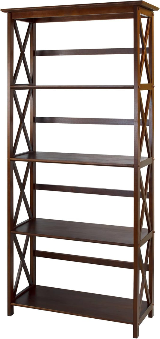 Montego 5-Shelf Bookcase-Walnut