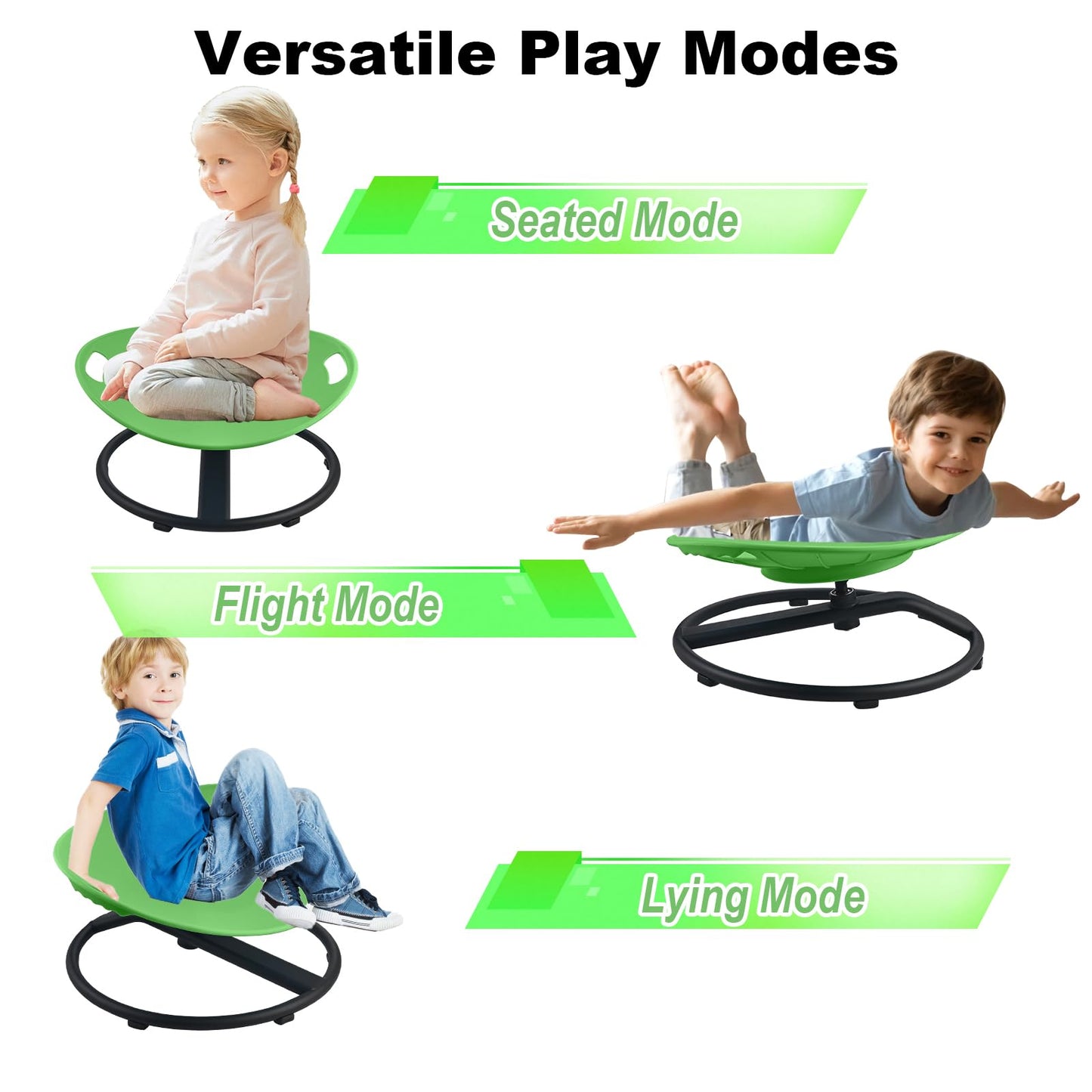 Casuenia Spinning Chair for Autistic Kids, Sensory Swivel Chair with Safety Handles, 220LBS Weight Capacity, Spinning Toy for Kids Autism & ADHD Age 3+, Sensory Product for Body Balance (Green)