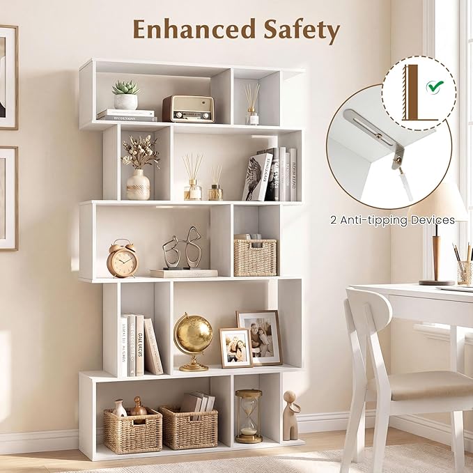 Giantex 5-Tier Bookshelves Set of 2, 10-Cube Geometric Bookcase