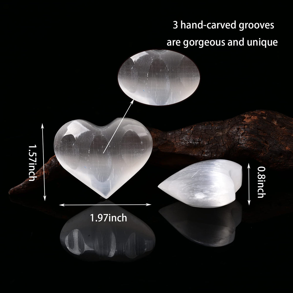 JIC Gem 1.4-1.6" Natural Unique White Selenite Heart Stone Healing Crystal Heart Rock Engraved Heart Decoration Heart Shape Crystal Set of 10 Wholesale Frome Morocco