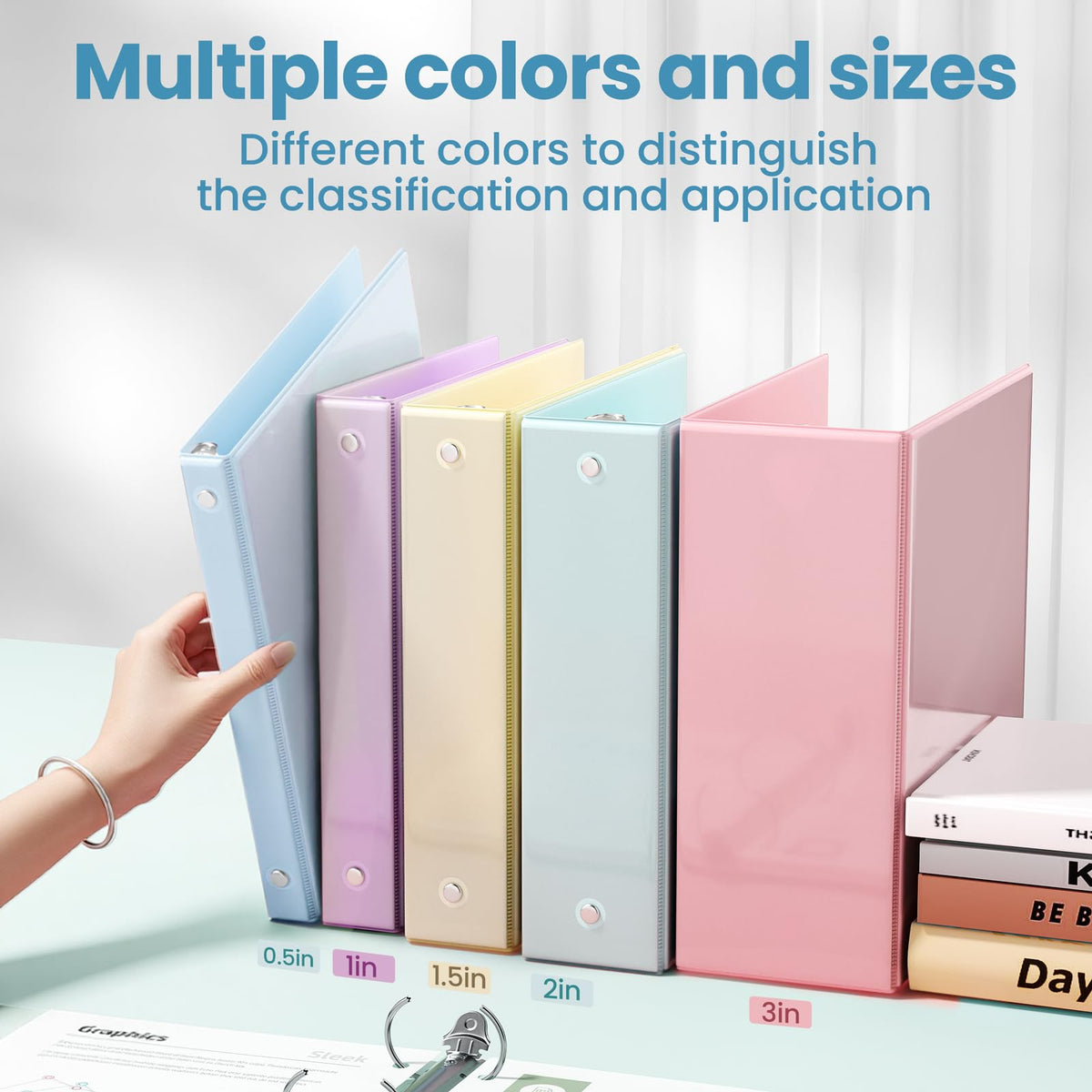 SUNEE 3 Ring Binder 1 Inch 2 Pack, Clear View Binder Three Ring PVC-Free (Fit 8.5x11 Inches) for School or Office Supplies, Blue
