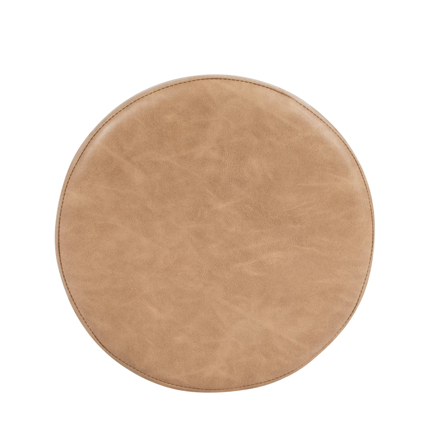Spatial Order Faux Leather Organic ShapeOttoman (No Lid, Seat Only) | HomePop Home Décor | Round Pouf Foot Rest – Sand Faux Leather
