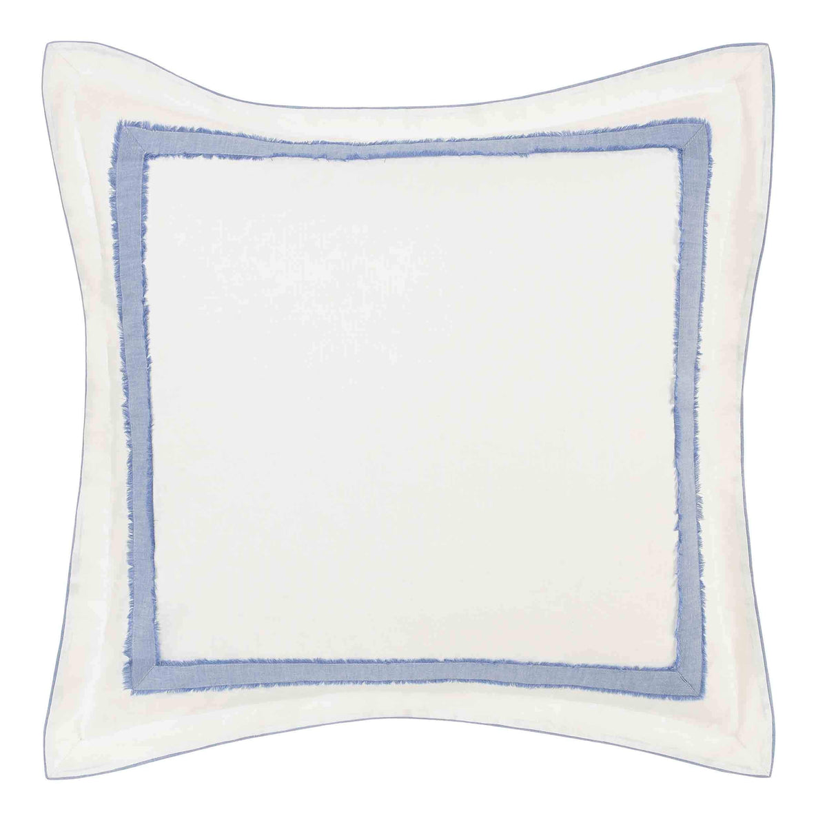 Laura Ashley - Euro Sham, Soft Faux Linen Ramie Cotton Decorative Pillow Cover with Border Detail, 26x26, Room Decor (Mila Blue)