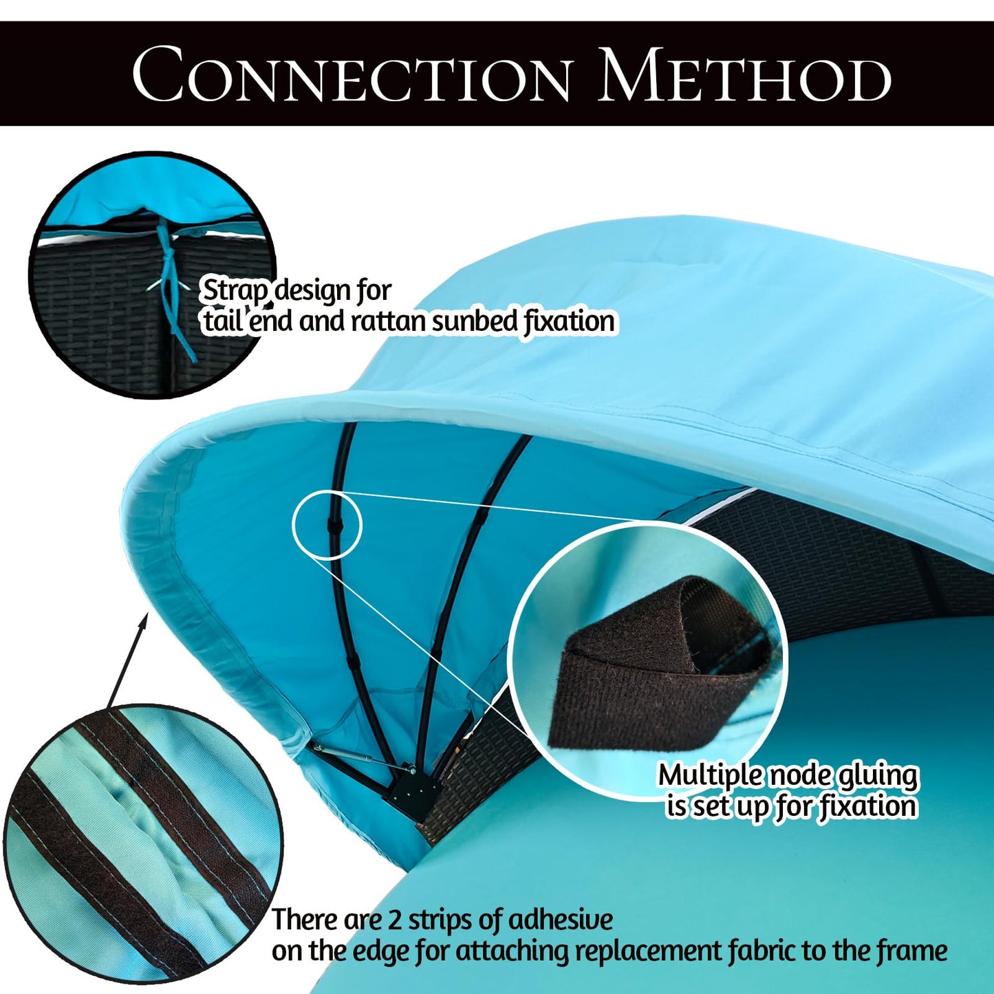 TQ369SM 66" Round Daybed Canopy Replacement Fabric Patio Rattan Wicker Sunbed Top Canopies Cloth Easy Installation（No Frame (Coffee, 66canopy)