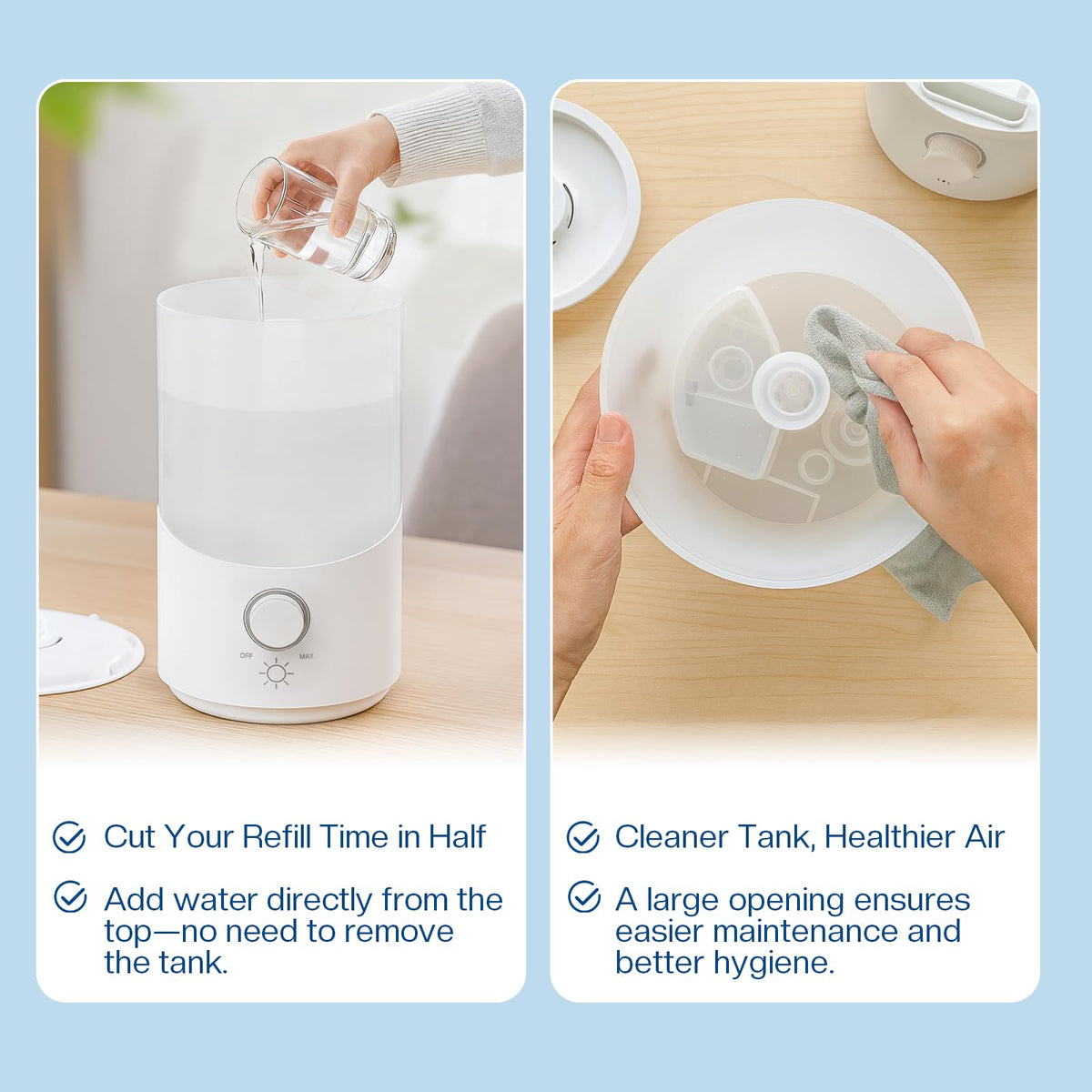 Cool Mist Humidifier for Bedroom, 3L Top Fill Ultrasonic Air Humidifier with Adjustable Knob Control, Quiet Operation, Auto Shut-Off, BPA-Free for Home, Baby, Office, Plants M4
