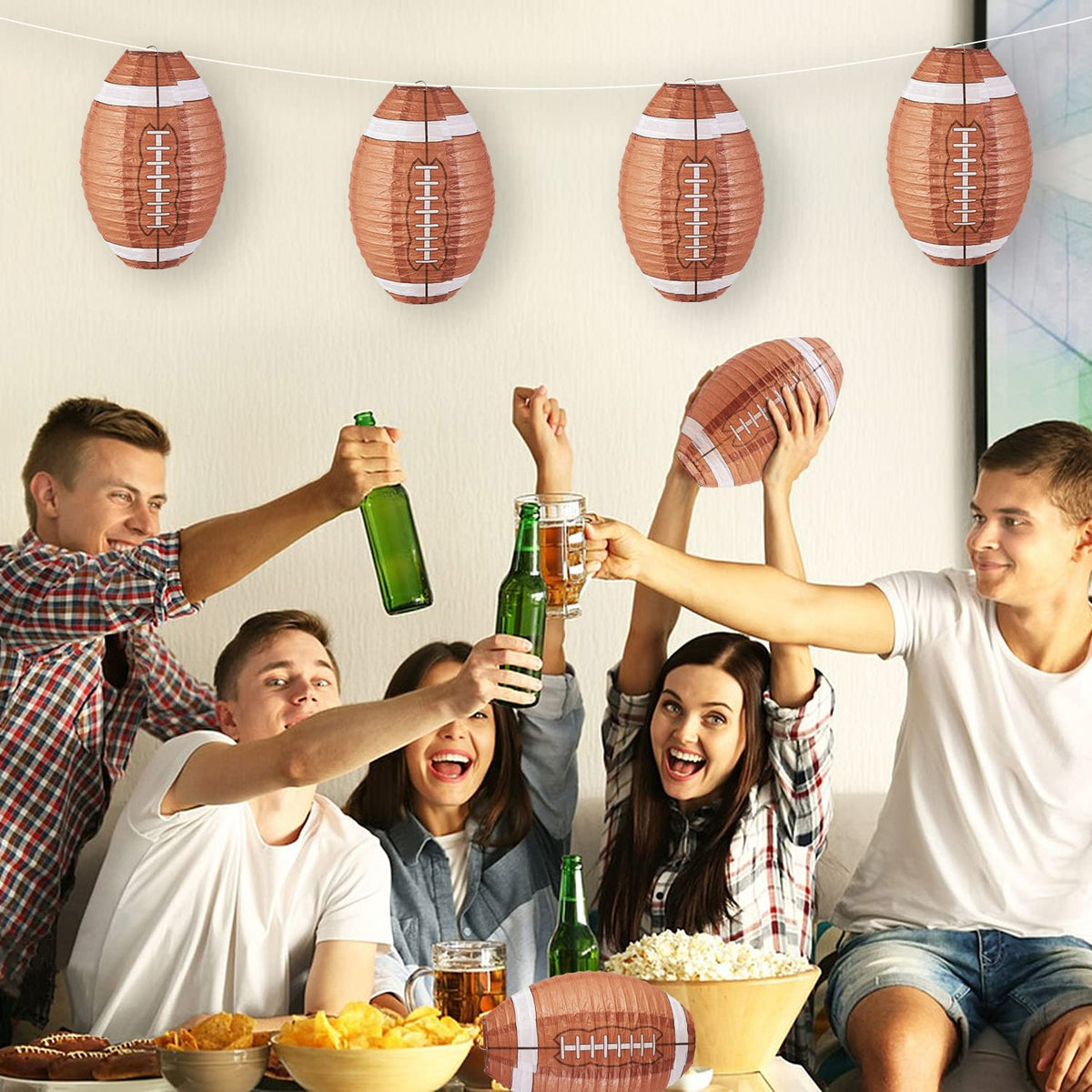 Easy Joy 12 Inch Football Party Decorations Football Lanterns Football Paper Lanterns Football Hanging Lanterns Creative Football Party Decorations
