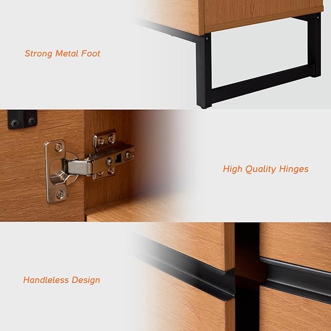 WAMPAT Modern TV Stand for 50-75 Inch TVs, Wood Entertainment Center