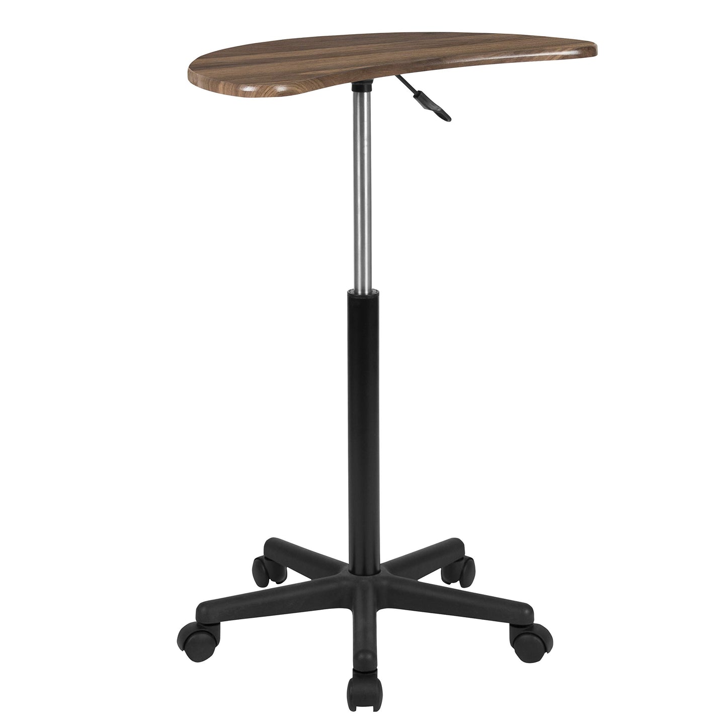 Flash Furniture Eve Rustic Walnut Sit to Stand Mobile Laptop Computer Desk with Heavy Duty Nylon Base and Dual Wheel Casters