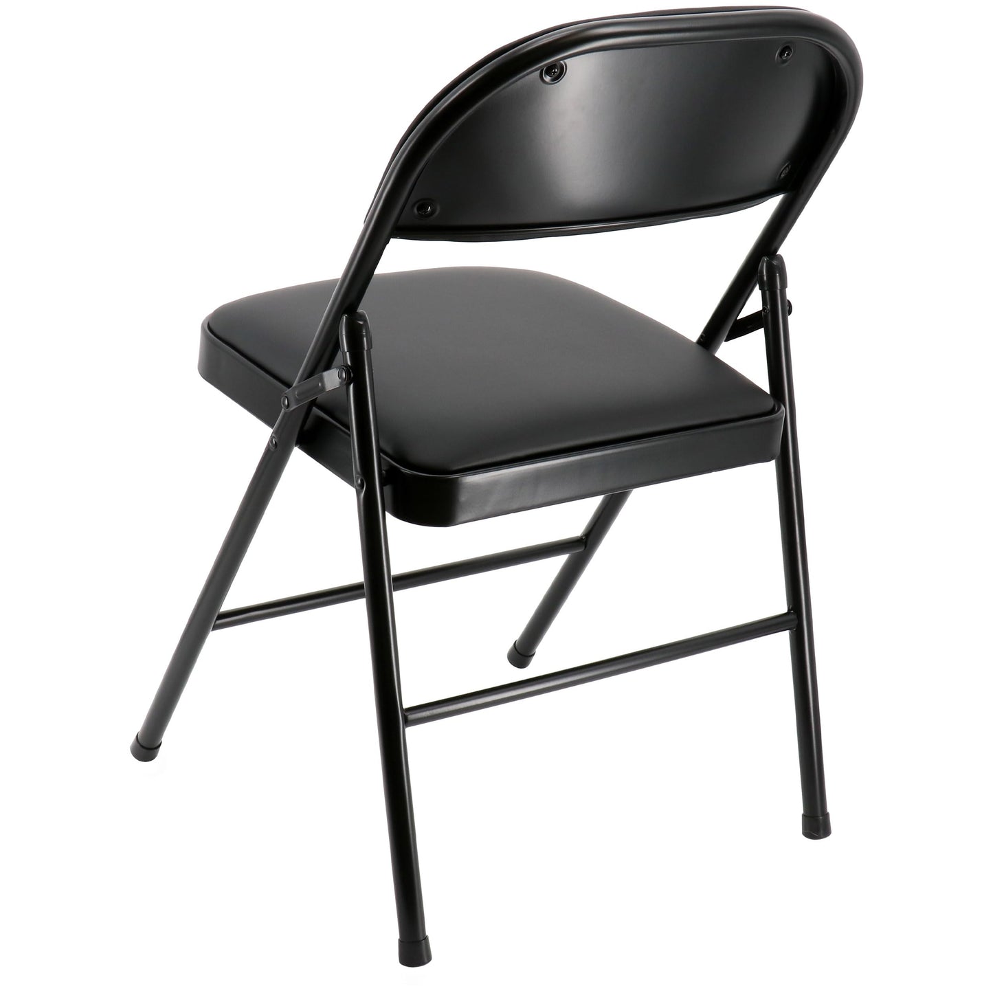 Elama 4 Piece Metal Indoor/Outdoor Folding Dinner Chairs with Faux Leather Padded Seats (Black1)