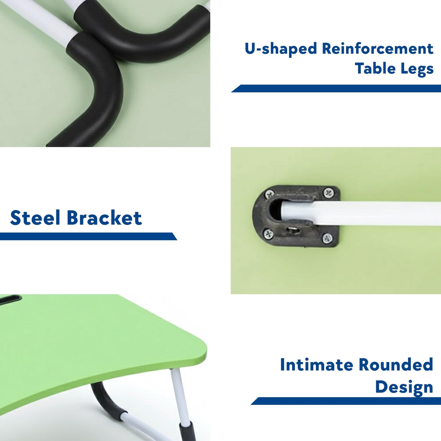 Laptop Bed Table, Laptop Desk with Foldable Legs & Cup Slot, Portable Tablet Notebook Stand Breakfast Bed Tray with Curved Design Charging Slot & Handle for Sofa, Bed, Terrace, Balcony, Pink