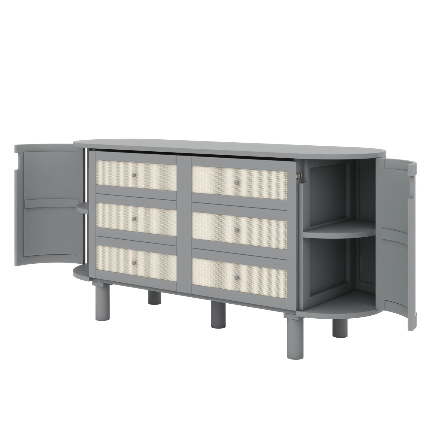 YunNianYang Murphy Bed with Hidden Storage & Modern Woven Design (Gray, Queen)
