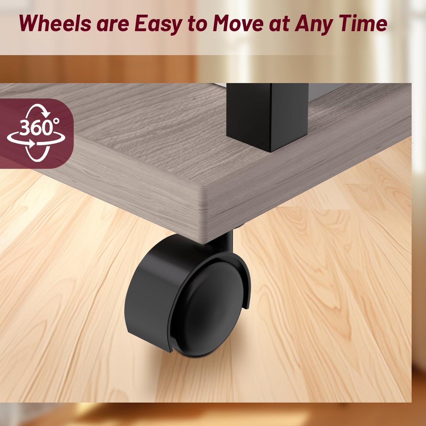 DGSANDGO Narrow Side Table (1PC) - Grey & Black Two-Tone End Table with Charging Station Drawer & 4 Wheels, Personalized Mobile Storage Nightstand for Bedroom Living Room (1 AC + 2 USB Ports)