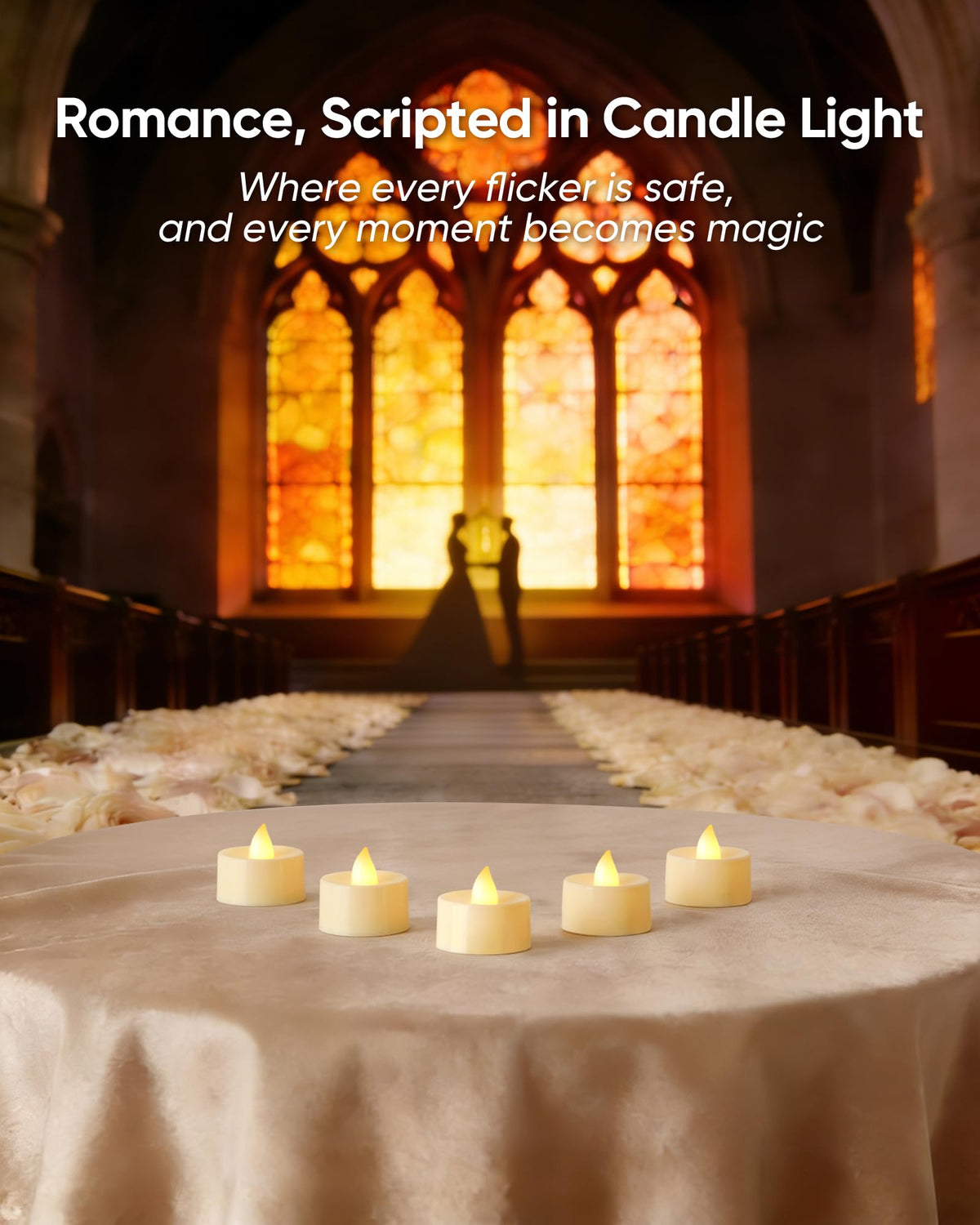 BEICHI Flameless Candles, 50 Pack Tea Lights Battery Operated, No Flickering Votive Candles LED Tea Lights for Halloween Christmas Wedding Home- Warm White, Ivory Base