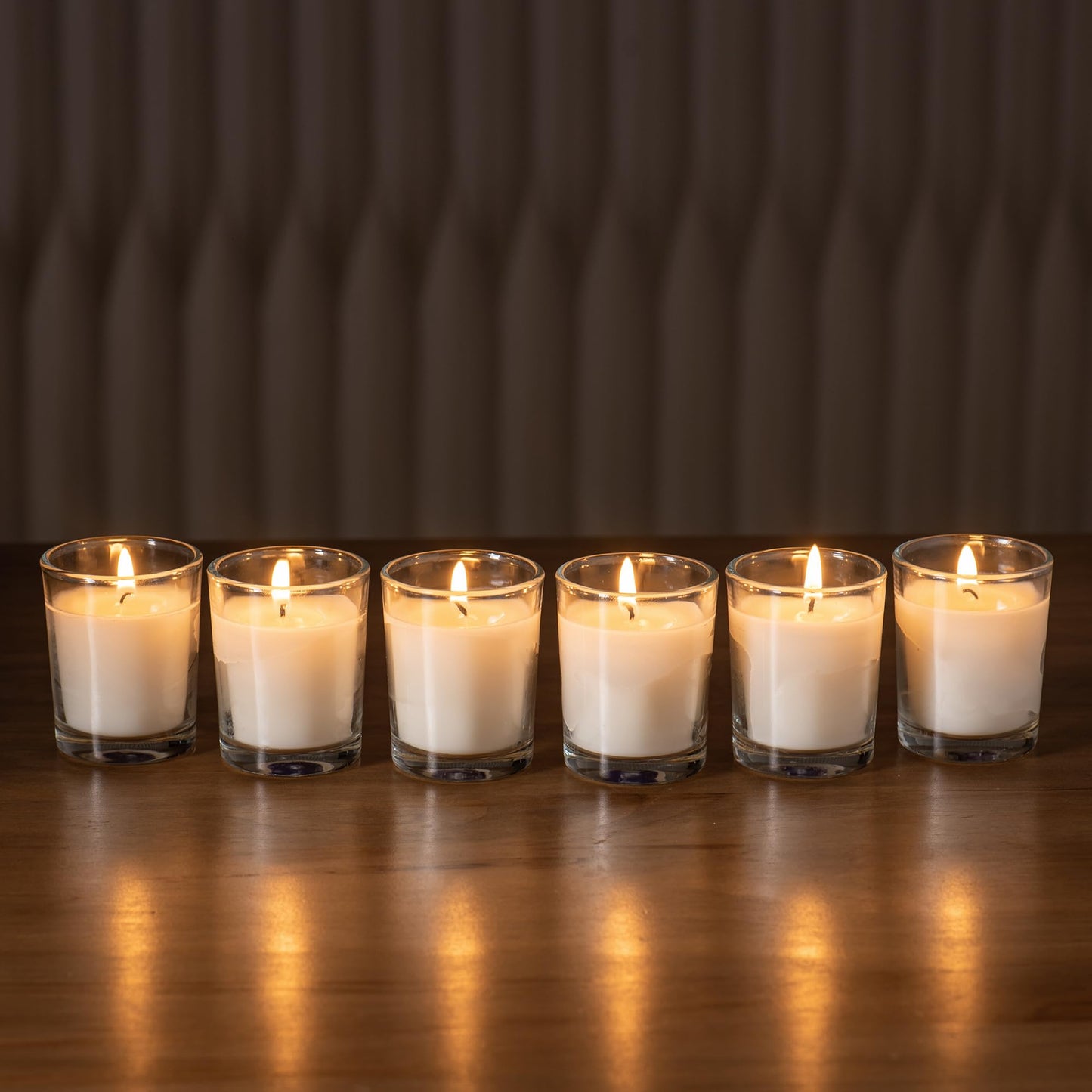 Housecret 120 Pack Warm White Unscented Clear Glass Filled Votive Candles. Hand Poured Wax Candle Ideal Gifts for Aromatherapy Spa Weddings Birthdays Holidays Party